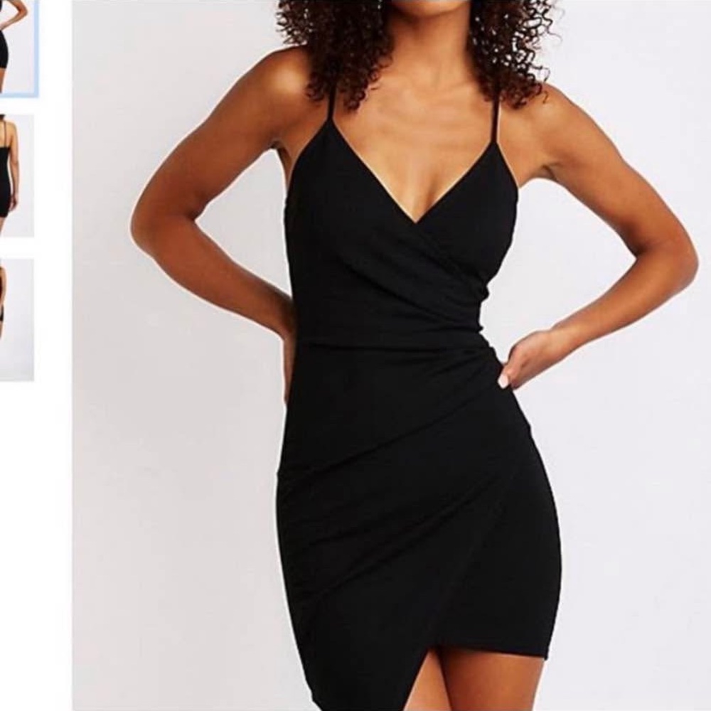 Black Wrap Asymetrical Dress